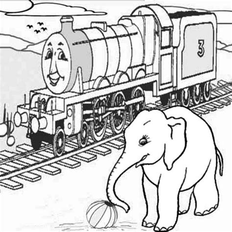 Railway race set (redesigned body, new wheel rubber, motor with enhanced performance. Thomas The Train On Railroad And Elephant Coloring Page ...