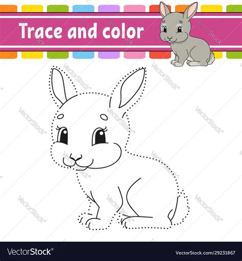 Printable rabbit templates are very popular and are widely used all across the world. Trace and color rabbit bunny animal coloring page Vector Image