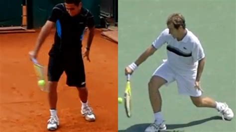 The knuckle of your first finger should be on the bevel of the handle. The Four Horsemen - The Backhands of Federer, Gasquet ...