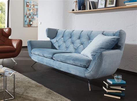 Ecksofas, ledersofas und sofas mit stoffbezug. Sofa im Sixty Style von Candy in hellem rauchblau. - Möbel ...