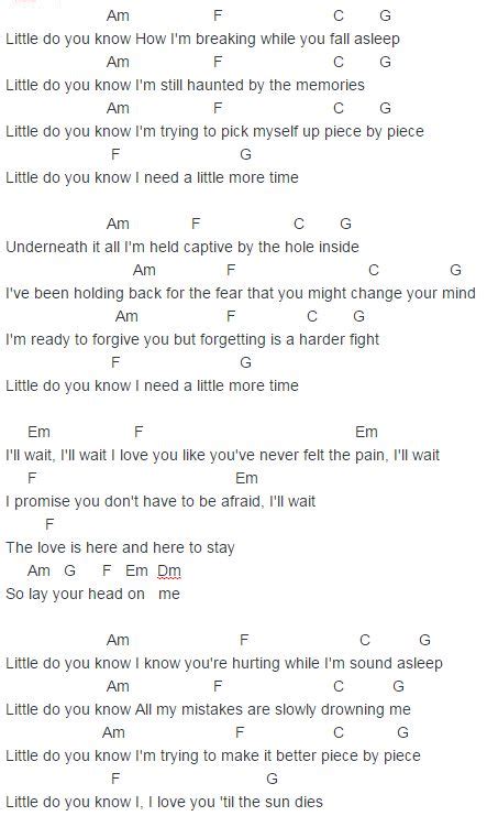 Maybe you would like to learn more about one of these? Alex & Sierra Little Do You Know Chords Lyrics for Guitar ...