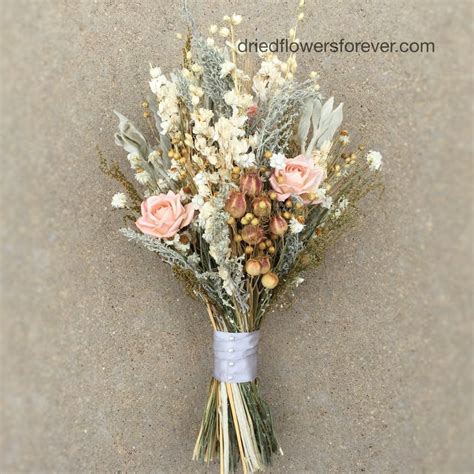 They also capture nature's beauty at its peak. Peach Vintage Dried Flower Wedding Bouquet - Dried Flowers ...