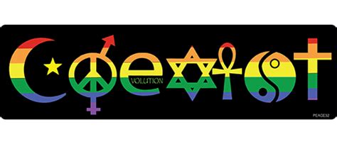 (intransitive, of two or more things, people, concepts, etc.) to exist contemporaneously or in the same area. Coexist - rainbow on black - 3" x 10" | Bumper stickers ...