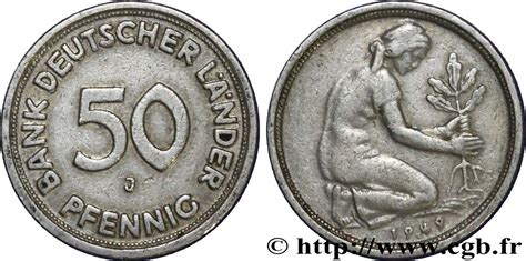 50 pfennig 1949 j bank deutscher länder, selten top pop pcgs pr 67: ALLEMAGNE 50 Pfennig "Bank deutscher Länder" 1949 Hambourg ...