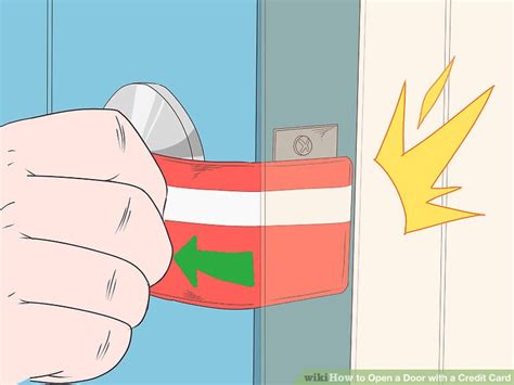 Using a credit card make a few bands and slide it into the door jam. How to Open a Door with a Credit Card: 8 Steps (with Pictures)