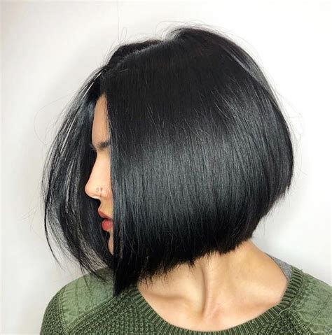 The simplest of all the long bob hairstyles , this haircut is just a straight. Black Razored A-Line Bob | Medium bob hairstyles, Bob ...