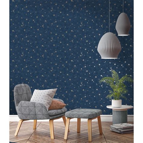 Looking for the best wallpapers? Starlight Stars Wallpaper - Navy | DIY | Wallpaper - B&M