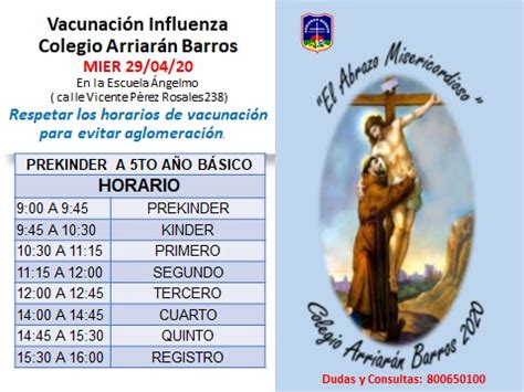 Curso pre kinder, kinder 1° básico 2° básico 3° básico, 4° básico 5° básico y funcionarios. ATENCION NUEVO CALENDARIO DE VACUNACION DE INFLUENZA ...