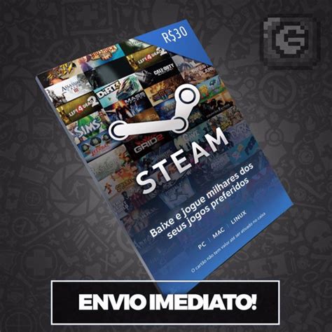 Steam gift cards and wallet codes are an easy way to put money into your own steam wallet or give the perfect gift of games to your friend or family member. Steam Cartão Pré-pago R$30 Reais Crédito Card - Imediato | Mercado Livre