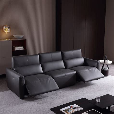 China's b2b impact award · sgs audited suppliers · leading b2b portal Black Leather Power Reclining Sofa | 3 Seater Power ...