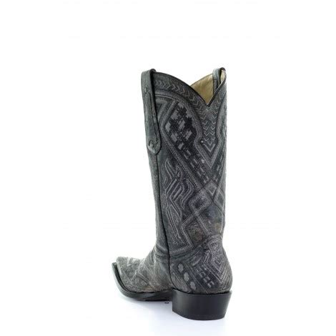 Cowboy Boots - Cowhide Grey Embroidery Snip Toe Men ...