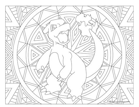 These pokemon coloring pages to print are suitable for kids between 4 and 9 years of age. #005 Charmeleon Pokemon Coloring Page · Windingpathsart.com