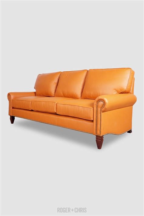 Entdecke schöne möbel und viele einrichtungsideen für dein wohnzimmer! Orange leather sofa, comfy orange leather couch, orange ...