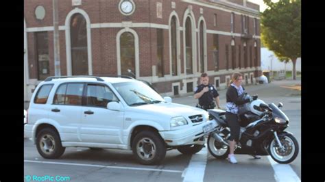 The car and motorcycle end up missing by mere inches! Motorcycle Rear Ended E. Main St. & N. Goodman St ...