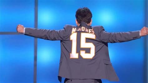 Tap to play or pause gif. Paul Rudd announces Mahomes as MVP via custom suit jacket