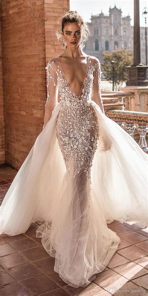 The shape of a mermaid wedding dress creates an hourglass shape, with a. 2018 Berta Mermaid Wedding Dresses With Detachable Train ...