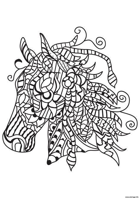 Une licorne est une créature imaginaire, mythique et généralement blanc comme un cheval représenté généralement avec une seule corne souvent en spirale poussant.coloriage licorne à imprimer 272. Coloriage Adulte Cheval Au Galot 18 dessin
