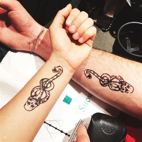 Get members of your wedding party (bridesmaids, groomsmen or other loved ones) to rock a temporary tattoo in the shape of a dark mark. 105+ Harry Potter Tattoo Designs & Meanings - Specially ...