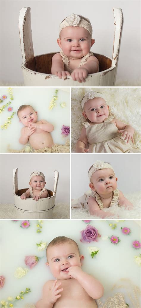 Avoid using any oils or lotions until your baby is at least a month old. CT child photographer milk bath baby photos 6 Month old ...