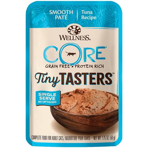 Core complete food for cats & dogs. Wellness CORE Tiny Tasters Tuna Pate Grain Free Wet Cat ...