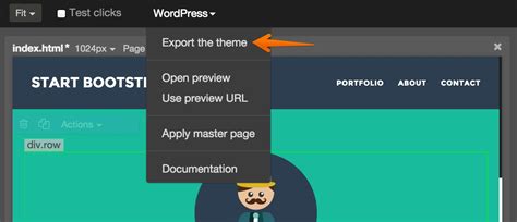 The dropdown menu inherits the background color of the top bar. Converting HTML to WordPress | Pinegrow Web Editor