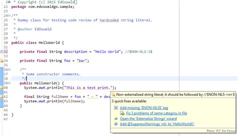 Identifying and correcting java programming errors for introductory computer science students. Find Hard-coded String Literals via Eclipse | Ed Oswald Go