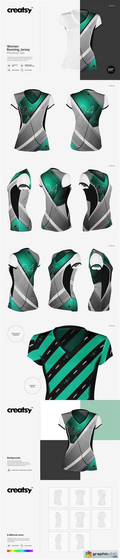 With the use of the smart object, inserting your own design on jersey is easy and quick. Women Running Jersey Mockup Set » Free Download Vector ...