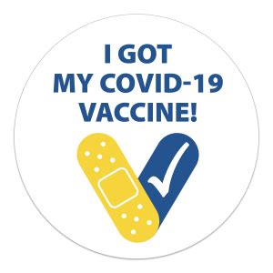 (both vaccines pending approval will require two doses.) Custom 2-Color 1 1/5" I'm Vaccinated Stickers COVID-19