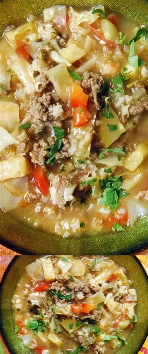 Of hamburger (can sub chicken or turkey). Beef and Cabbage Soup in Tomatillo Broth