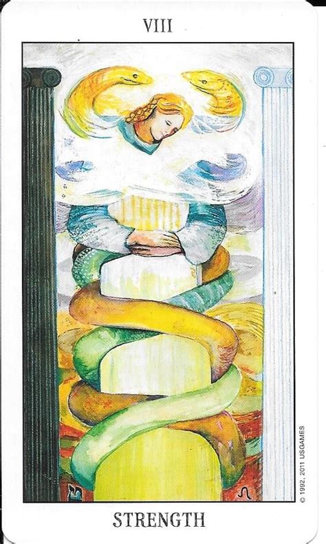 In the previous card, fortune, you learned about being able to accept every external influence whether it's joyful or difficult. The Tarot of Eli-Major Arcana: Thoth Tarot-ATU 11-Lust & Tarot of The Spirit-Key 8-Strength