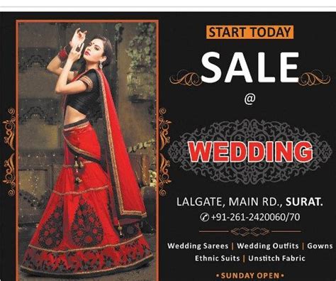 Wedding traditions and customs vary greatly between cultures, ethnic groups, religions, countries, and social classes. SALE at WEDDING Showroom Lal Gate Main Road Surat Wedding ...