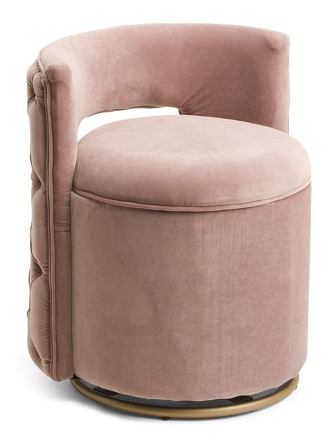 Swivel vanity chair with back. Rue Back Tufted Swivel Storage Vanity Stool - Ottomans ...