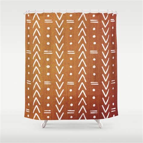 With a beautiful embroidery and a classic contemporary design it will compliment any bathroom décor. Buy Mudcloth White Geometric Shapes in Ochre Burnt Orange ...