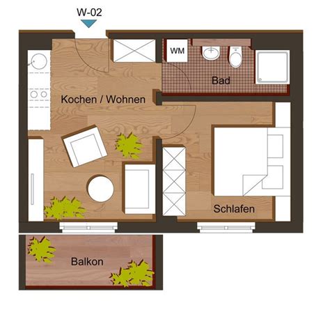 Zimmer apartment eignet sich für max. Grundriss Zweizimmerwohnung 35 m² - Wohnung ideen ...