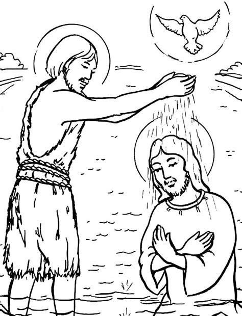 Illustration based on john baptizing jesus, by harry anderson. John Baptism Of Jesus Coloring Pages : Best Place to Color