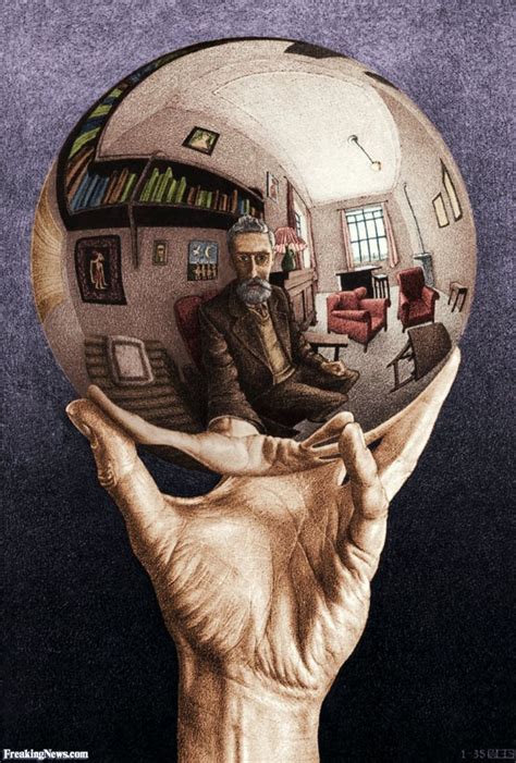 I kept the picture noisy and the sphere still dirty to kind of mimic the grainy nature of his artwork. Escher-Hand-with-Reflecting-Sphere-in-Color-43388.jpg (878 ...