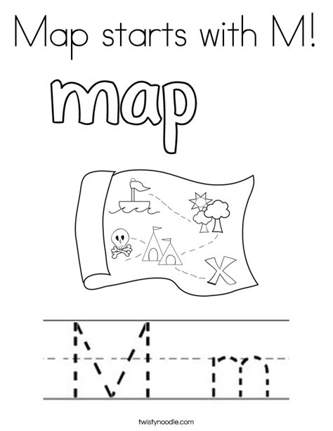 Trace and color the page. Map starts with M Coloring Page - Twisty Noodle
