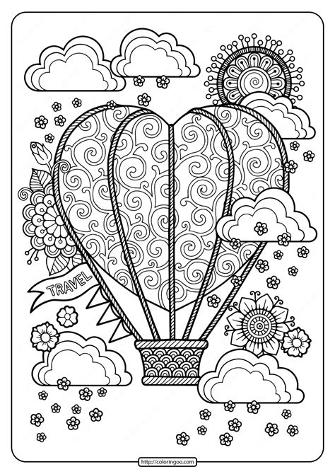 Download and print out this heart shaped hot air balloon coloring page. Free Heart Shaped Hot Air Balloon Pdf Coloring Page