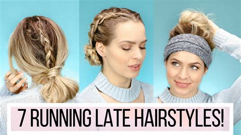 Quick & simple workout hairstyles. 7 Running Late Hairstyles!! - YouTube