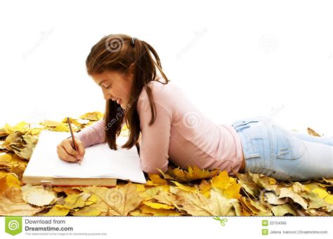 Using a hair tie, put the rest of your hair in a low ponytail. Student Teenage Girl Lying Down With Leaves Around Stock ...