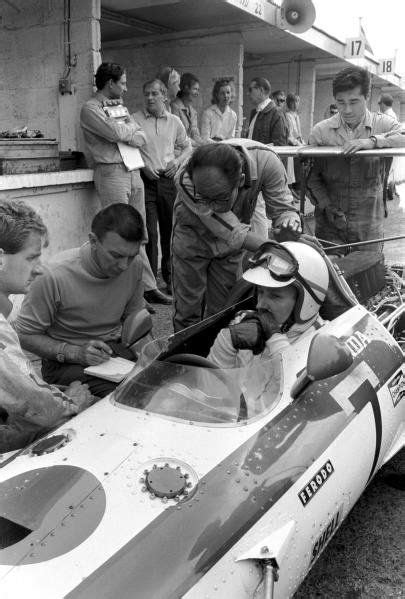 Tails of the 917k and the 908/3 were modified with vertical fins, and the 917 lh aerodynamics received further improvements. John Surtees (GBR) Honda RA301 recieves some mechanical ...