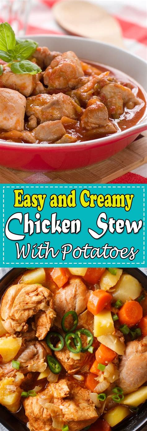 This easy chicken stew is cooked in the slow cooker with potatoes, carrots, onion soup mix, and tomato sauce. Chicken Stew | Recipe | Chicken recipes, Chicken lunch recipes, Healthy chicken recipes