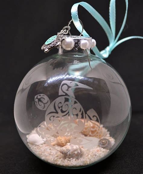 Sea turtle mom with baby ornament, cute car ornament, turtle hanging ornament collection resin ocean wild animal turtle ornaments great gift for mom 2.9 out of 5 stars 4 $8.89 $ 8. Etched Sea Turtle Beach Ornament, Sea Turtle Gifts ...