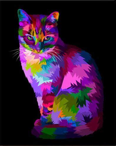 Oil painting kit paint by numbers, 5d painting drill embroidery cross stitch,uk. Colorful Cat - Animals Paint By Number - Paint by numbers ...
