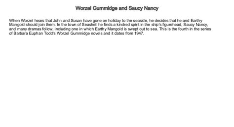 Worzel decides to stow away with the old folks' outing to the seaside. Worzel Gummidge and Saucy Nancy Audiobook Free | Kids