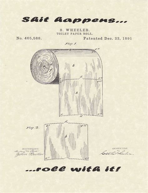 Toilet paper printed with heart pattern. Bathroom Toilet Paper Roll Patent Art Print Wall Art Home ...