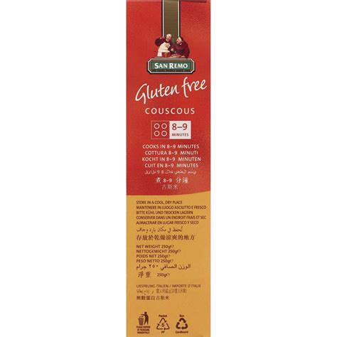 My girlfriend is not only gluten intolerant but. San Remo Gluten Free Cous Cous 250g | Woolworths