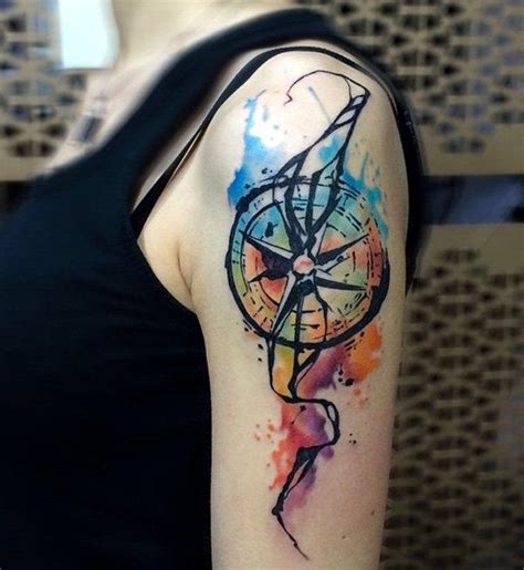 This tattoo is dedicated to the children of the wearer and represents the fact. Watercolor Compass Tattoo Designs, Ideas and Meaning ...