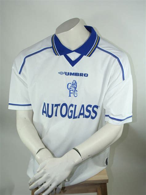 Sicher bestellen günstig kaufen online fc chelsea trikots. Umbro FC Chelsea London Trikot 1997-99 Autoglass Weiß ...