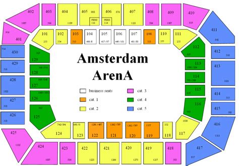 Constructed over a two year period at an estimated cost of €140 million, the 53,052 capacity ground opened in 1996 and is famous for having a retractable roof. amsterdam arena plattegrond · albumelement